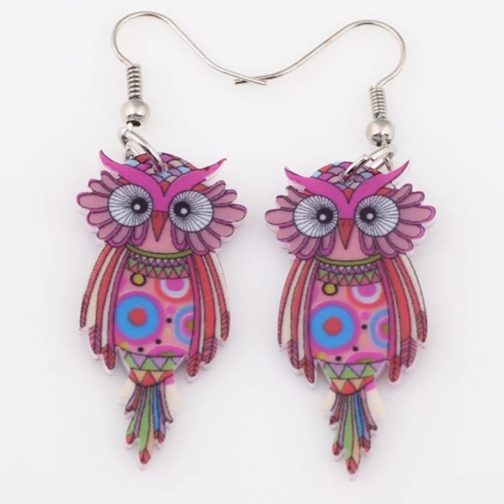 Woman/Girls Acrylic Drop Owl Earrings